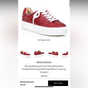 Betsey Johnson Red Sparkly Sidny Platform Sneakers